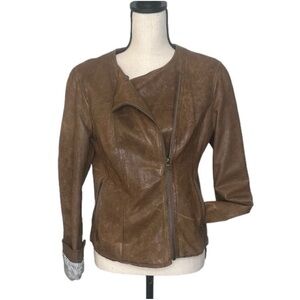 Banana Republic Brown Leather Moto Jacket Size Medium
